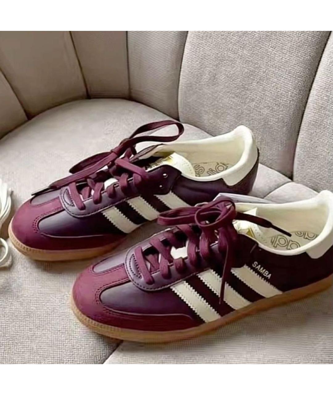 ADIDAS Бордовые кожаные кроссовки, фото 3