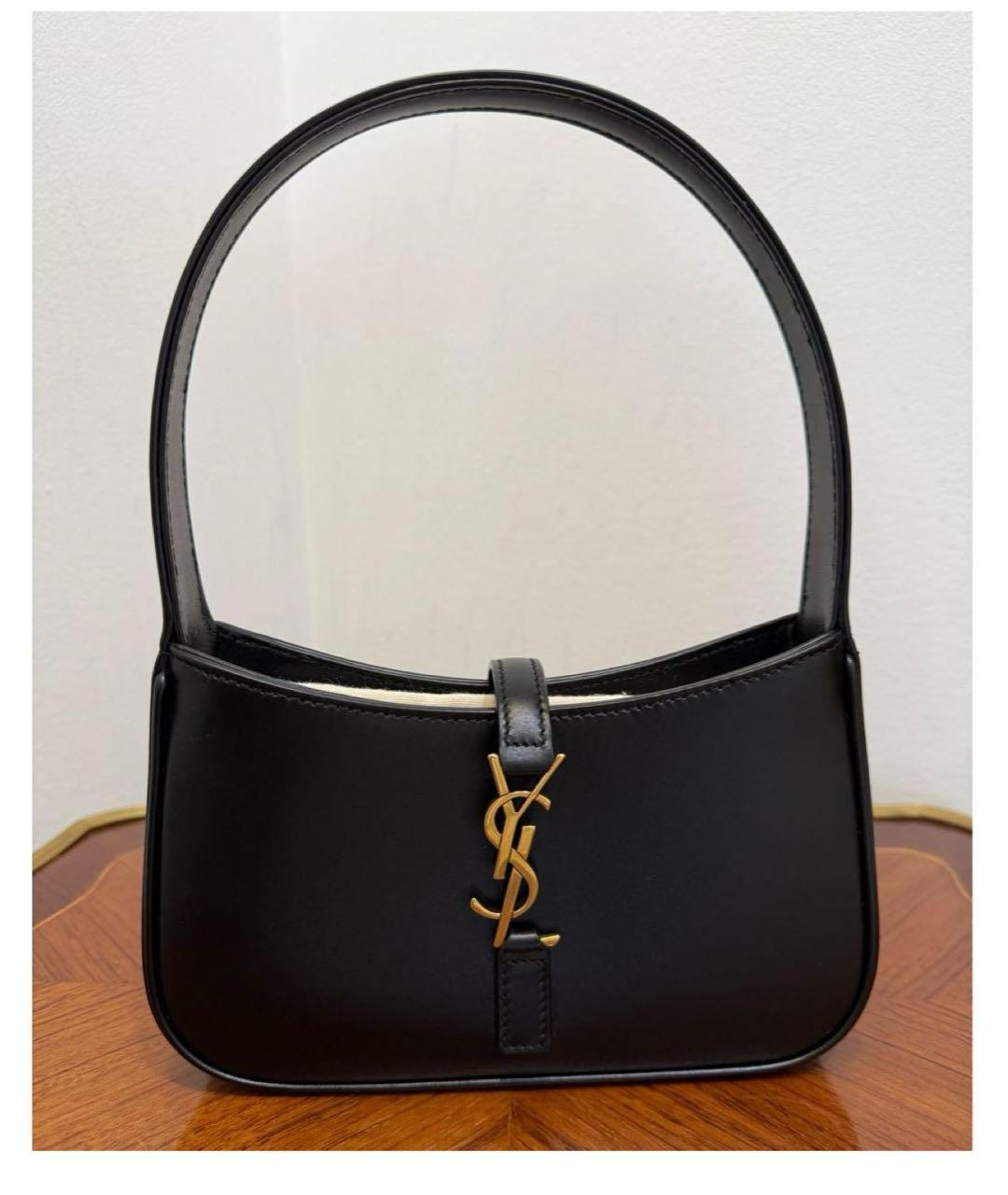 SAINT LAURENT Черная кожаная сумка с короткими ручками, фото 7