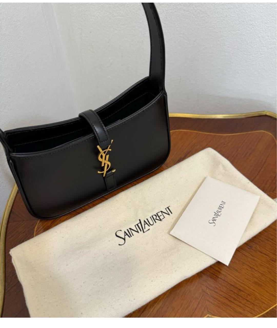 SAINT LAURENT Черная кожаная сумка с короткими ручками, фото 2