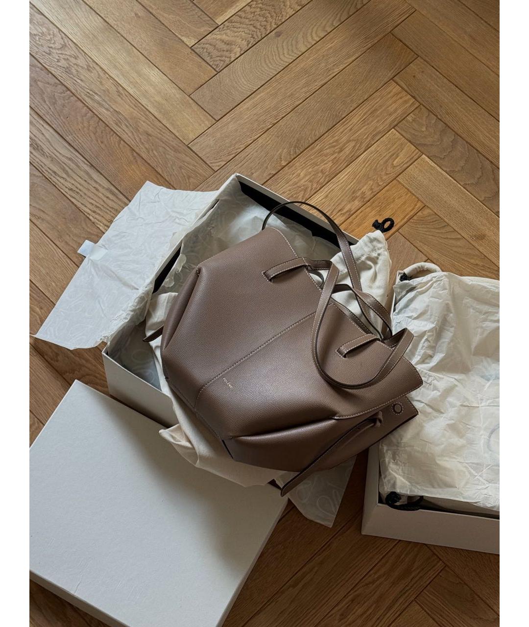 POLENE Коричневая кожаная сумка тоут, фото 5