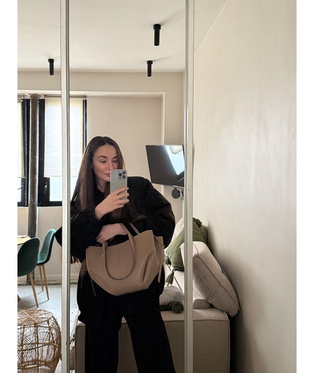 POLENE Коричневая кожаная сумка тоут, фото 6