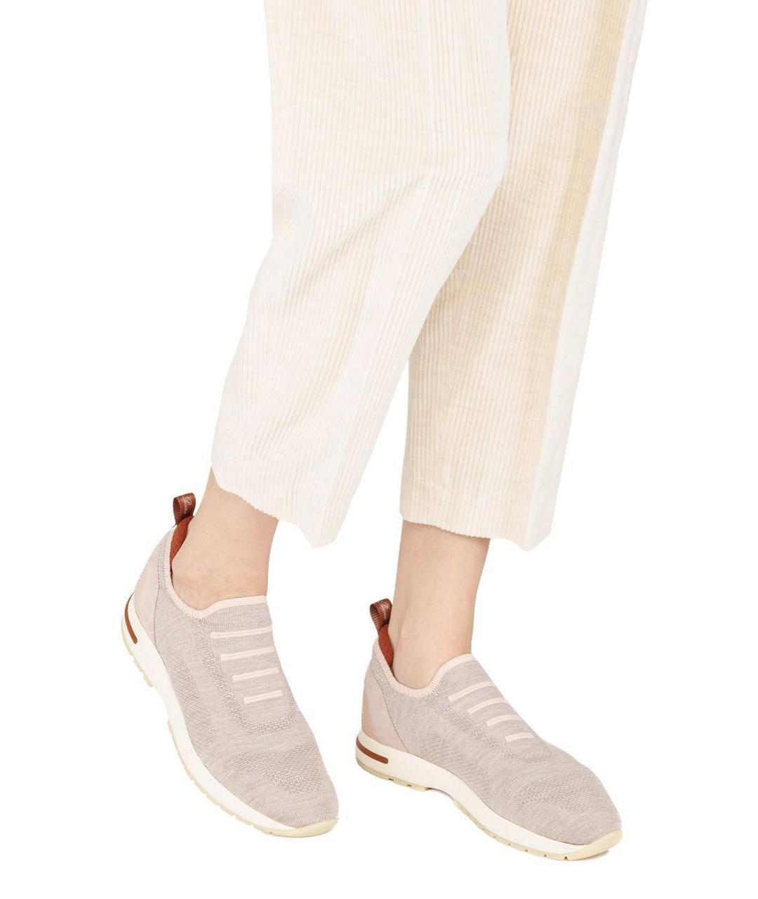 LORO PIANA Бежевые текстильные кроссовки, фото 6