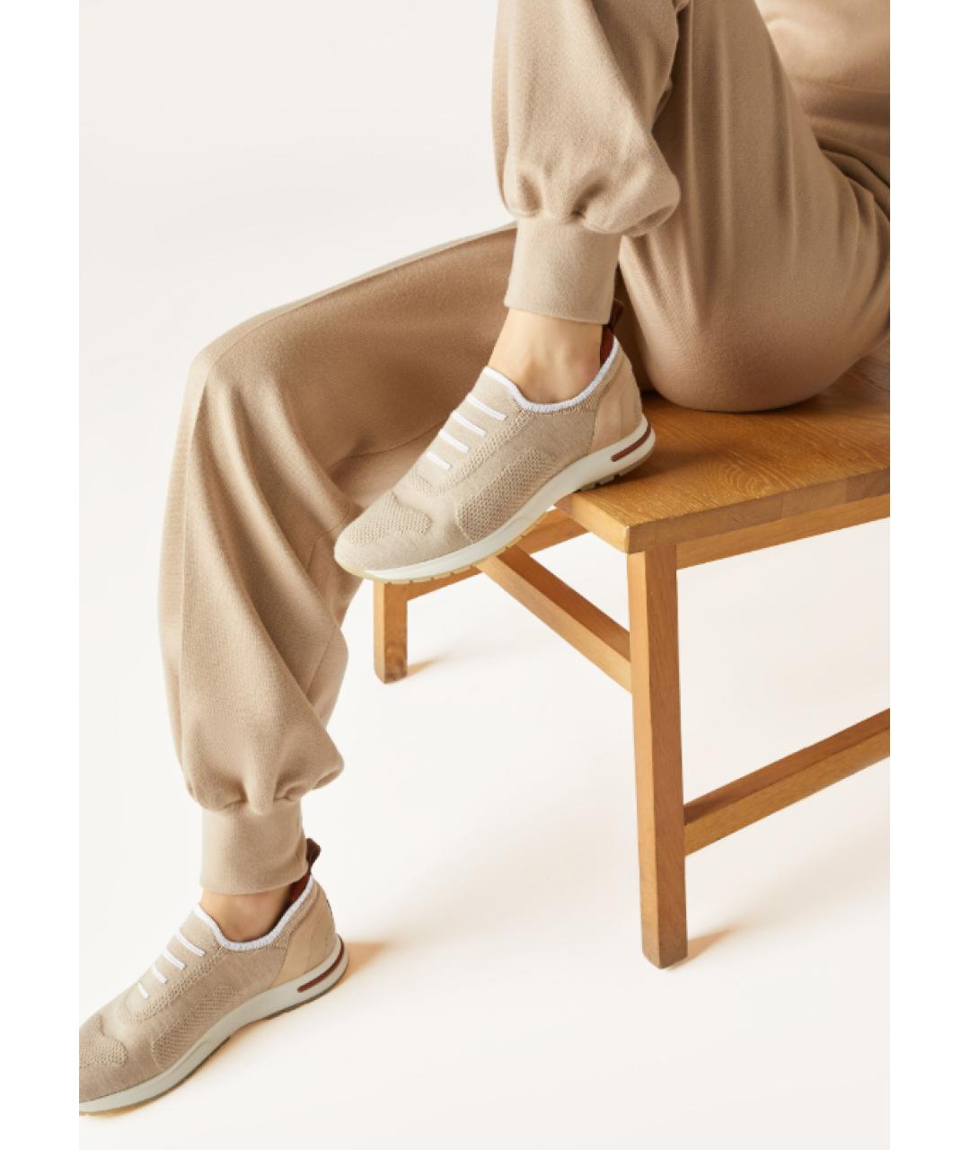 LORO PIANA Бежевые текстильные кроссовки, фото 2
