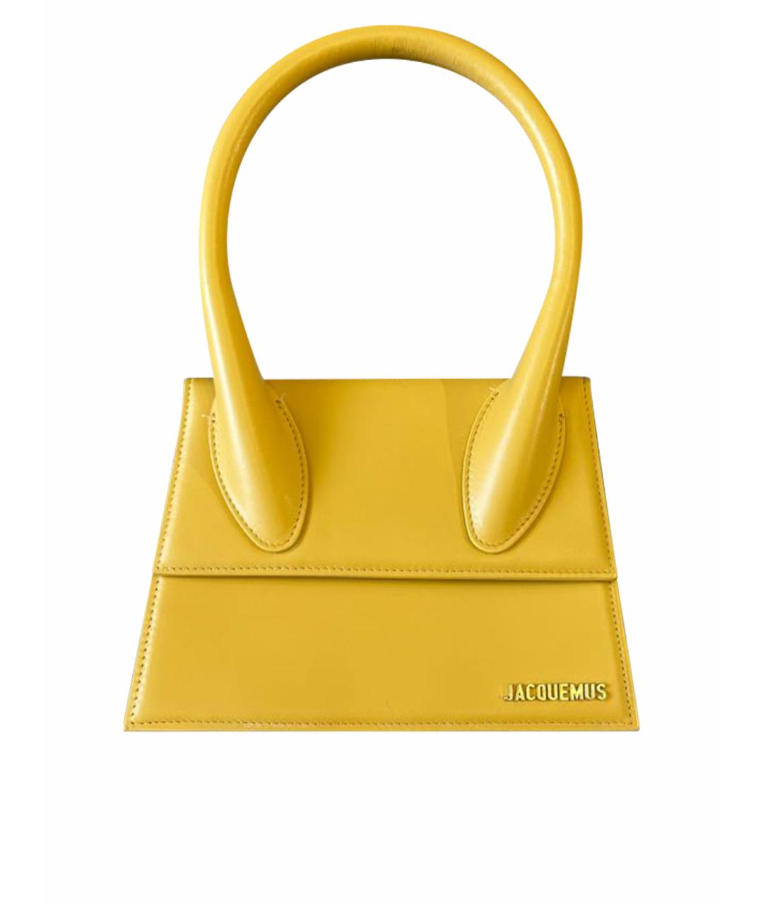 JACQUEMUS Горчичная кожаная сумка с короткими ручками, фото 1