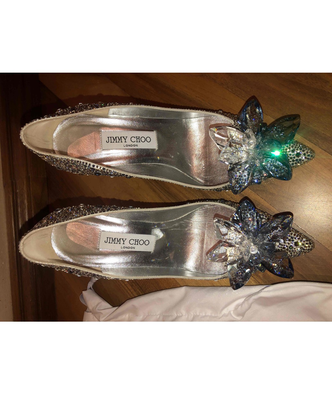 JIMMY CHOO Серебряные свадебные туфли на высоком каблуке, фото 3