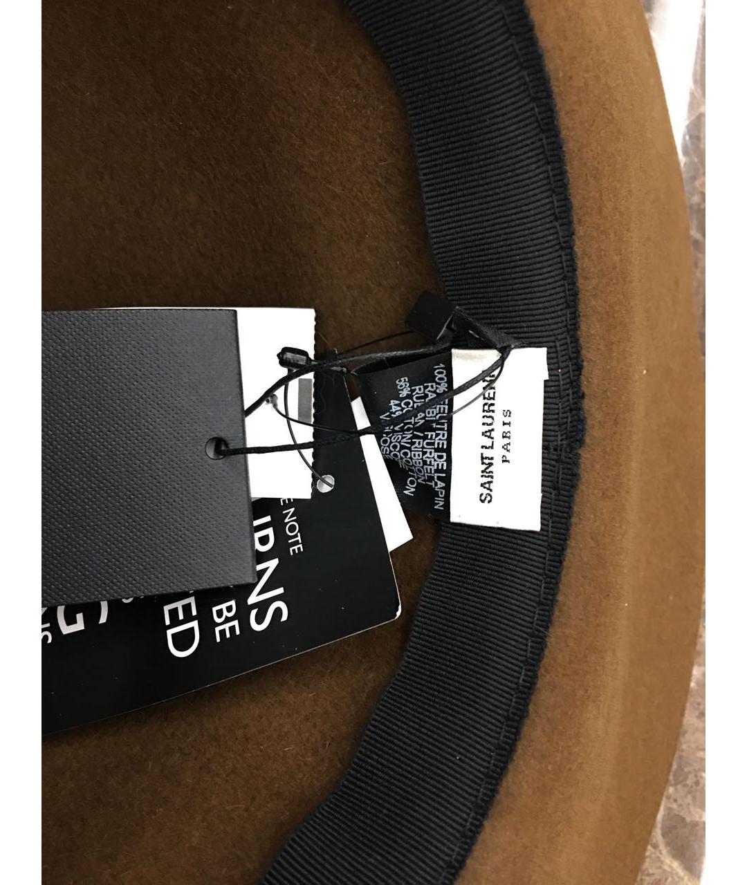 SAINT LAURENT Коричневая шерстяная шляпа, фото 3