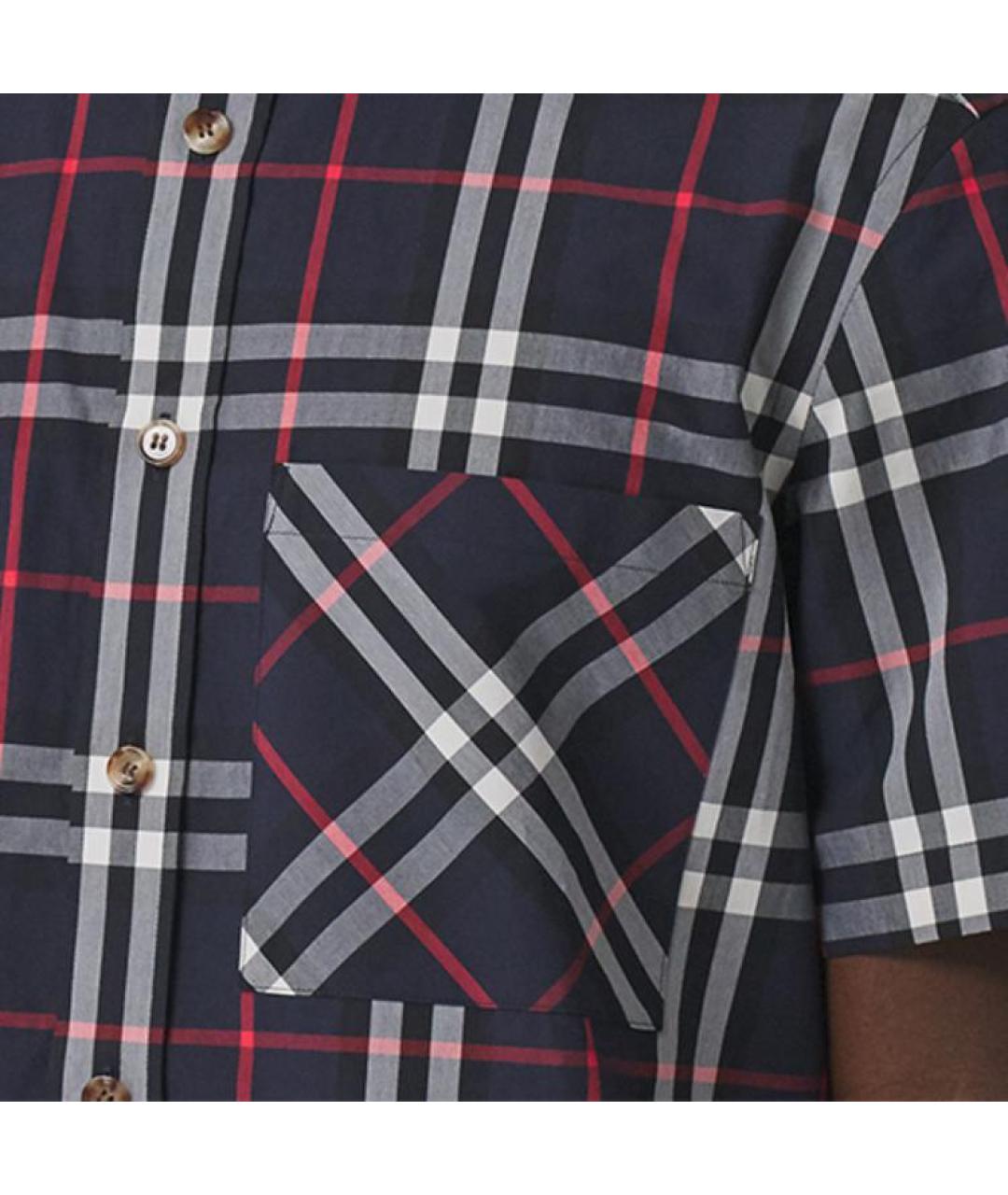 BURBERRY Темно-синяя хлопковая кэжуал рубашка, фото 5