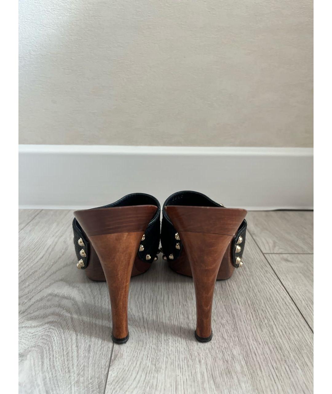 GUCCI Черные кожаные сабо, фото 4
