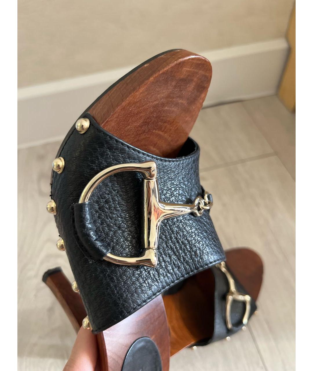 GUCCI Черные кожаные сабо, фото 8