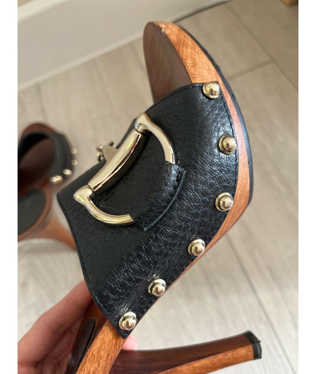 GUCCI Черные кожаные сабо, фото 6