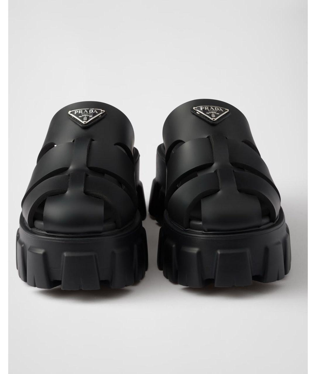 PRADA Черные кожаные сабо, фото 4