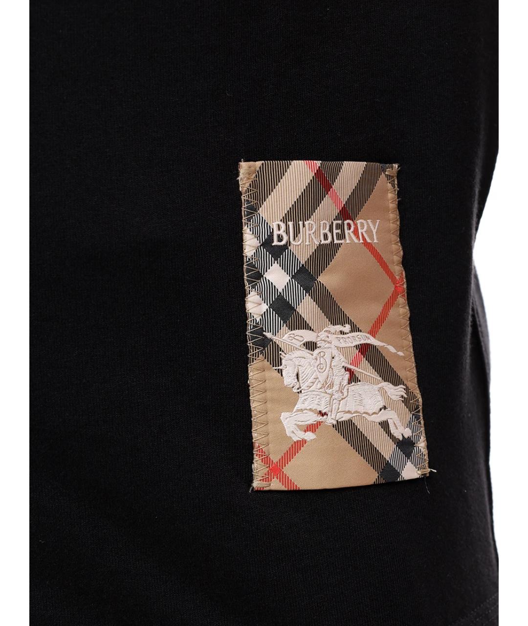 BURBERRY Черная хлопковая футболка, фото 5