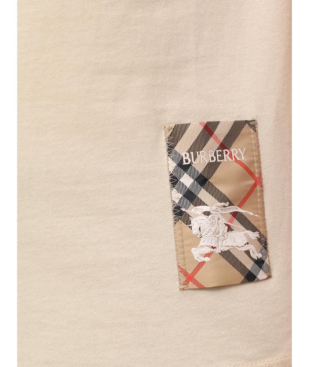 BURBERRY Бежевая хлопковая футболка, фото 5