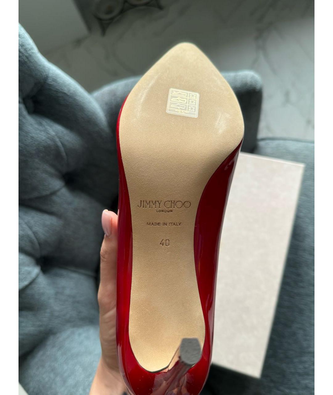 JIMMY CHOO Красные туфли из лакированной кожи, фото 4