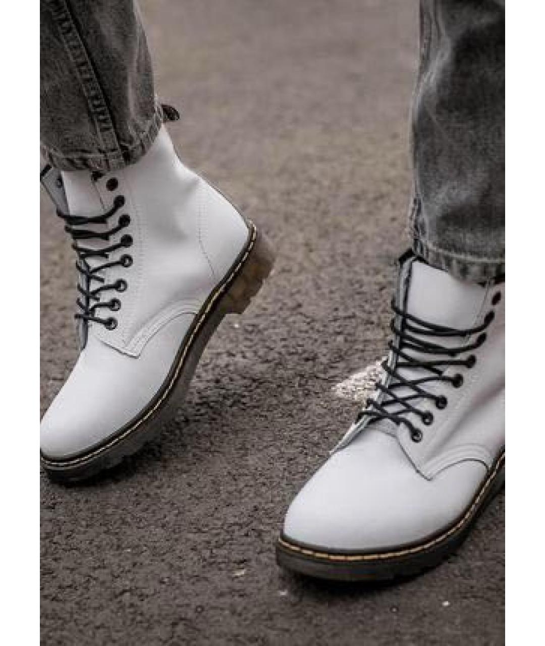 DR. MARTENS Белые кожаные высокие ботинки, фото 8