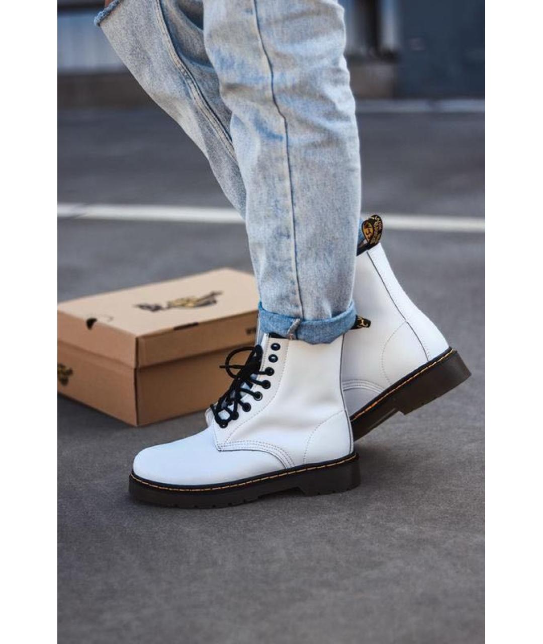 DR. MARTENS Белые кожаные высокие ботинки, фото 7