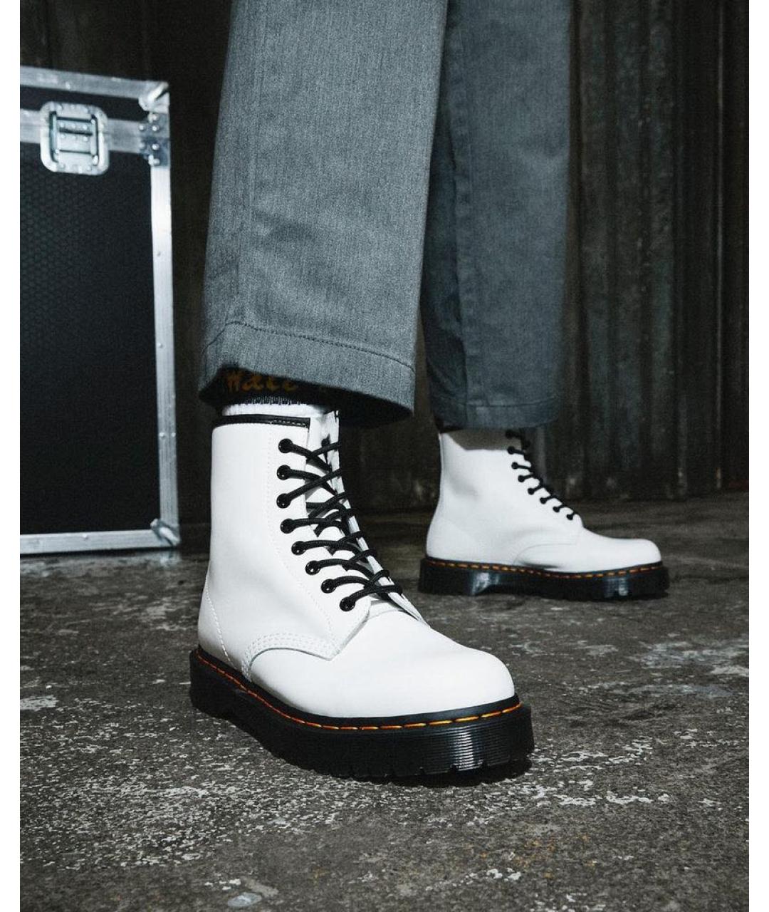 DR. MARTENS Белые кожаные высокие ботинки, фото 6