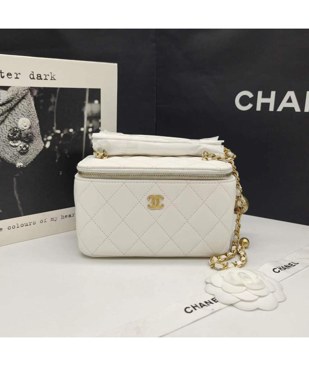 CHANEL Белая кожаная сумка через плечо, фото 8