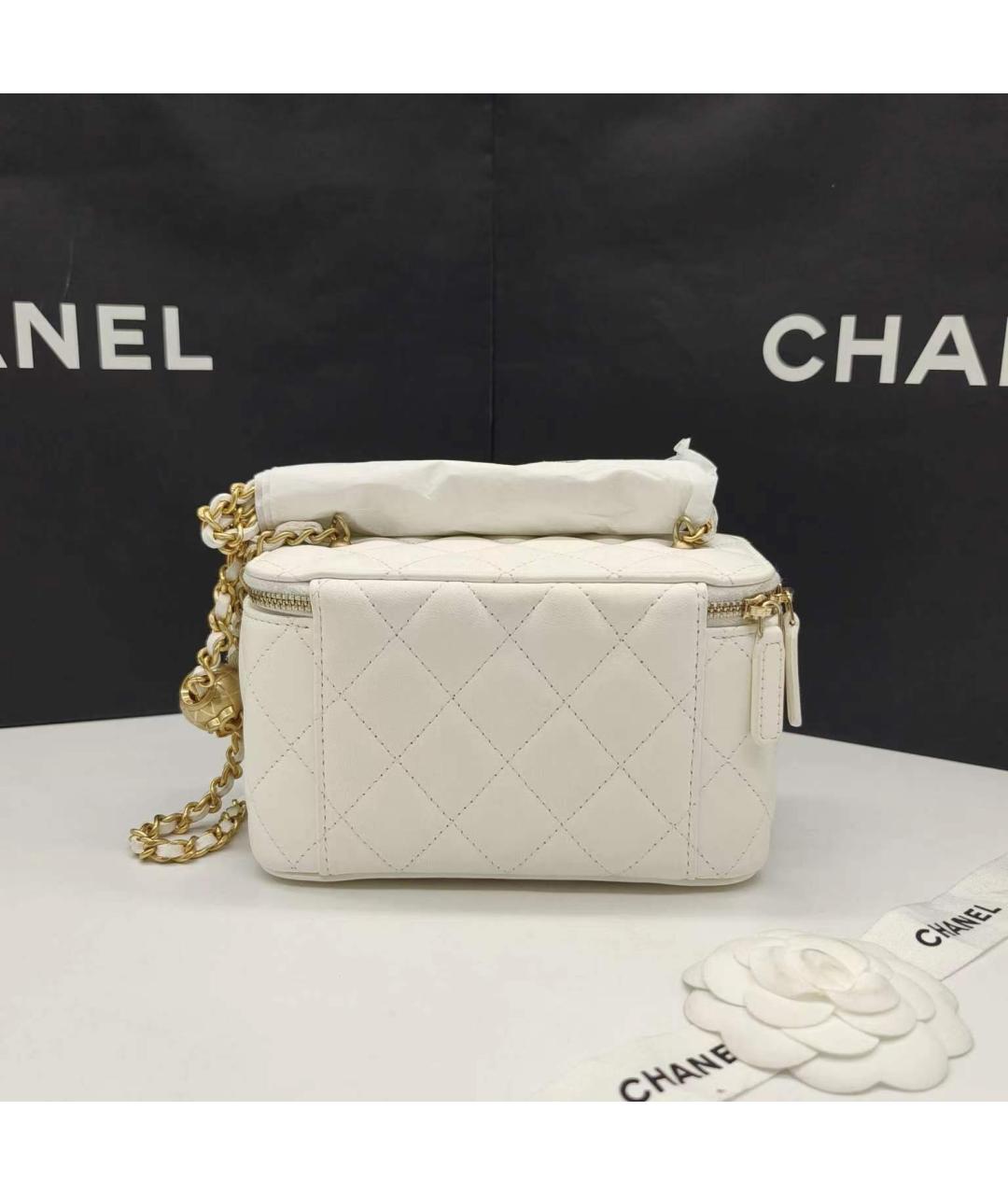 CHANEL Белая кожаная сумка через плечо, фото 4