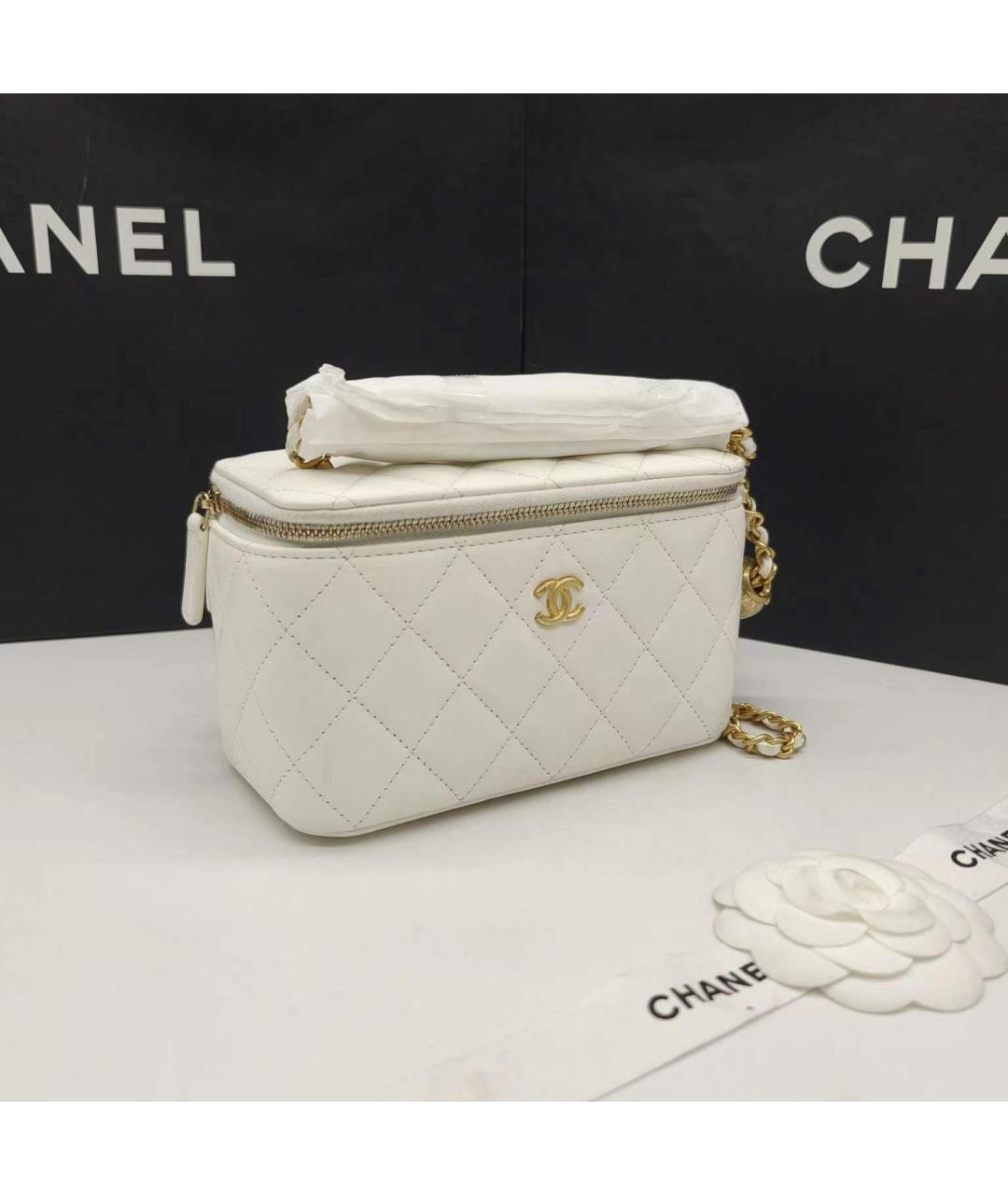 CHANEL Белая кожаная сумка через плечо, фото 2