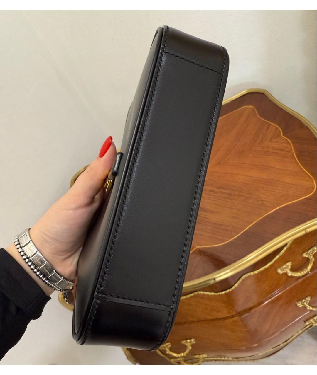 SAINT LAURENT Черная кожаная сумка с короткими ручками, фото 4