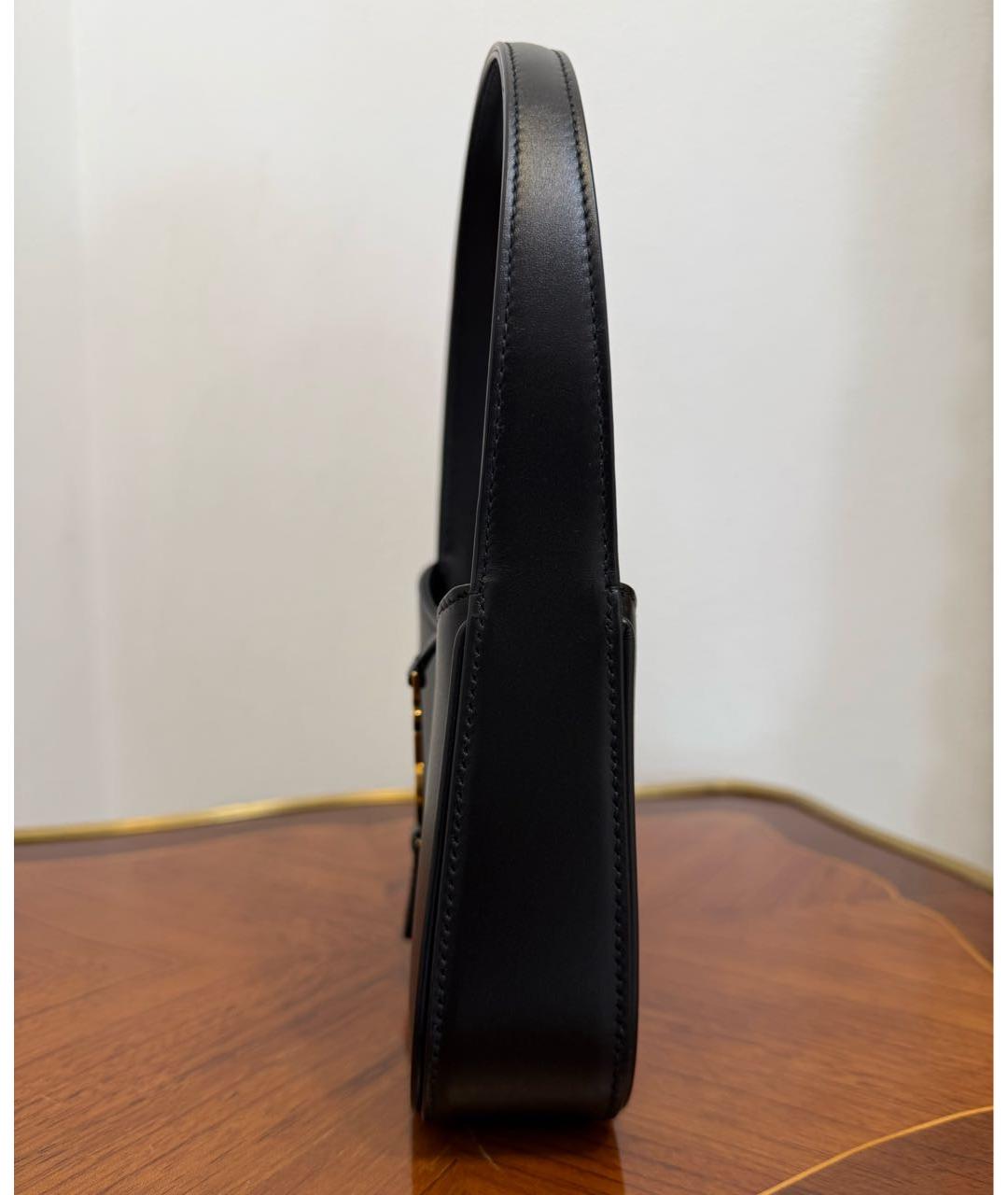 SAINT LAURENT Черная кожаная сумка с короткими ручками, фото 3