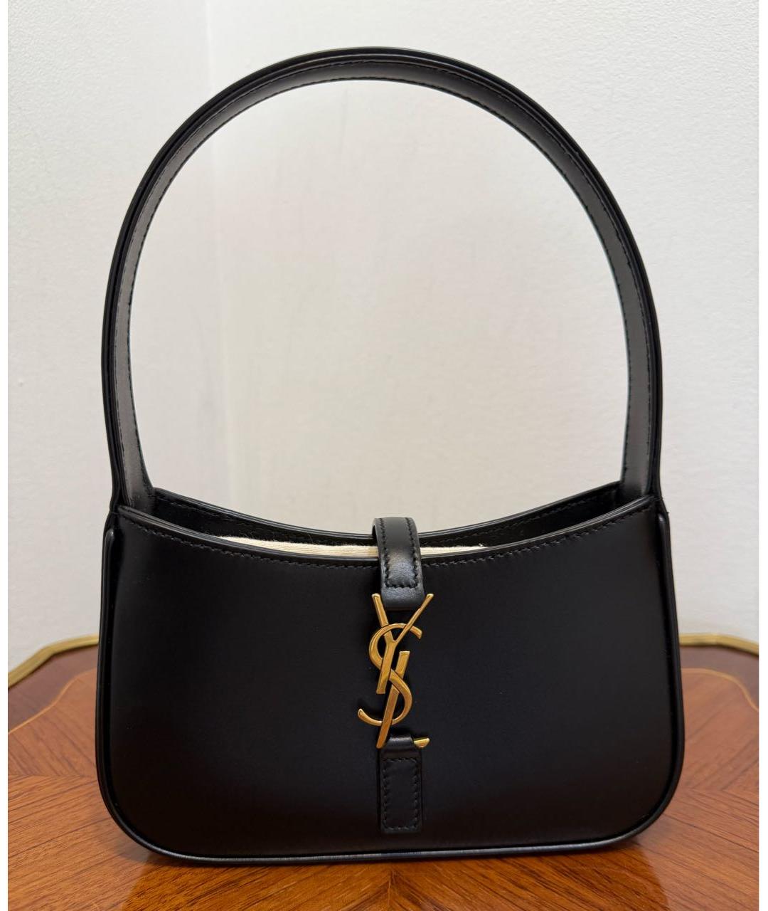 SAINT LAURENT Черная кожаная сумка с короткими ручками, фото 7
