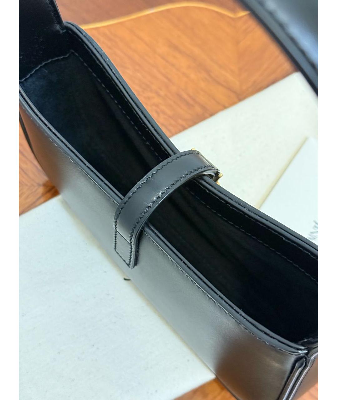 SAINT LAURENT Черная кожаная сумка с короткими ручками, фото 6