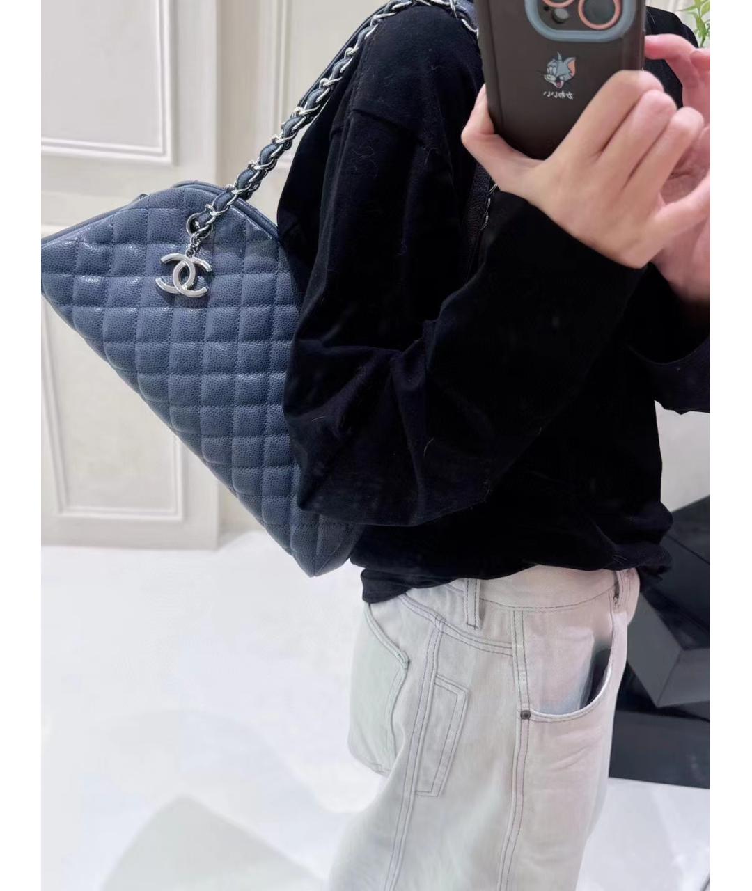 CHANEL Голубая кожаная сумка через плечо, фото 8