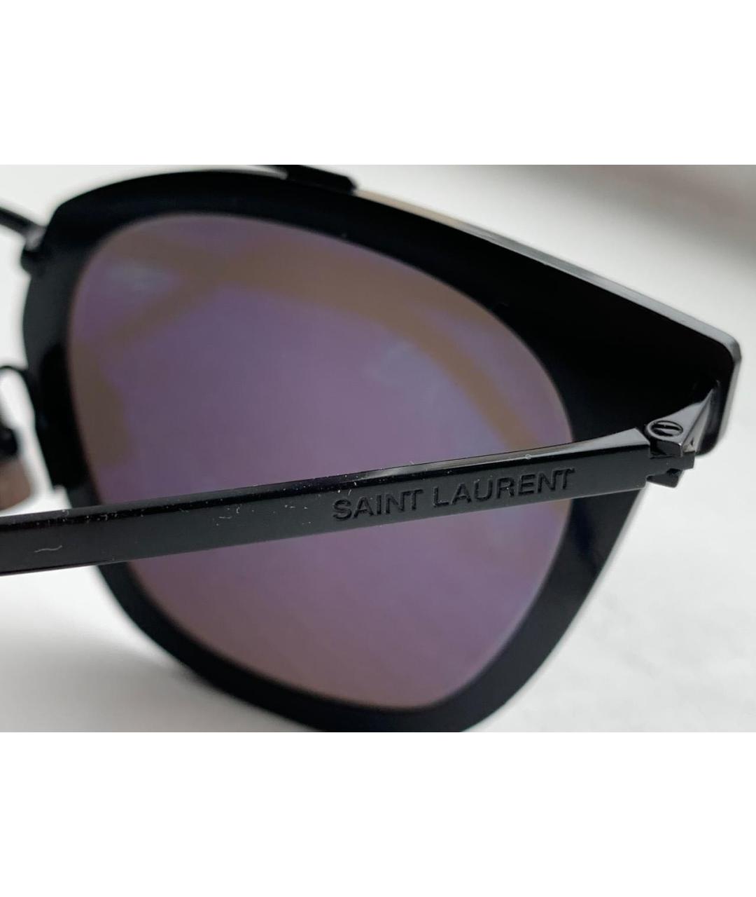 SAINT LAURENT Черные металлические солнцезащитные очки, фото 5