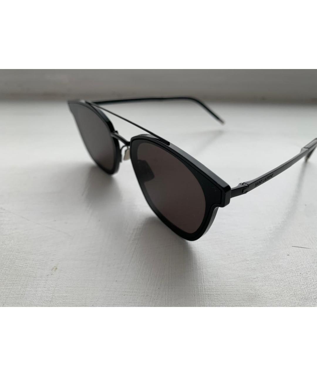 SAINT LAURENT Черные металлические солнцезащитные очки, фото 2