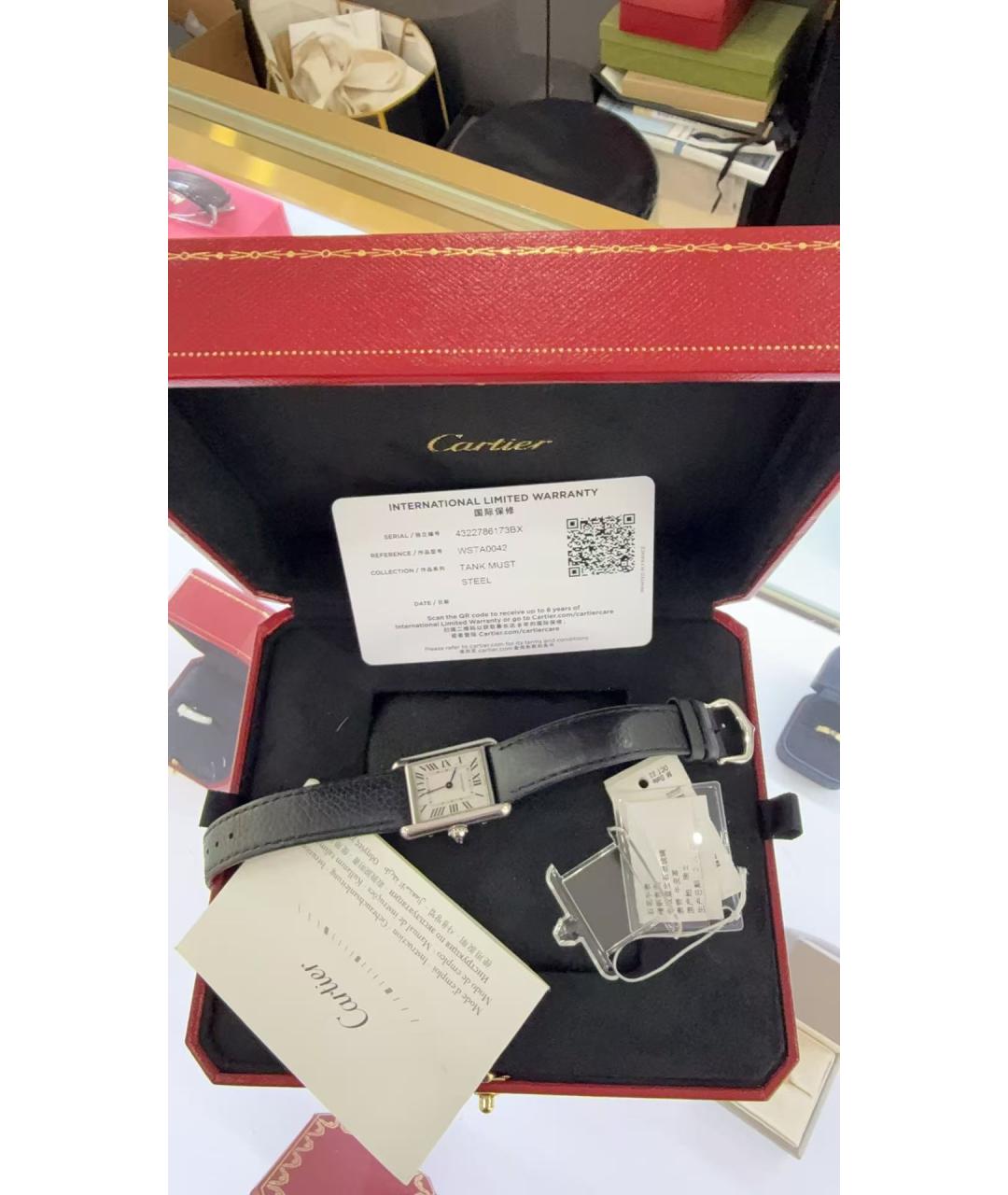 CARTIER Черные металлические часы, фото 2