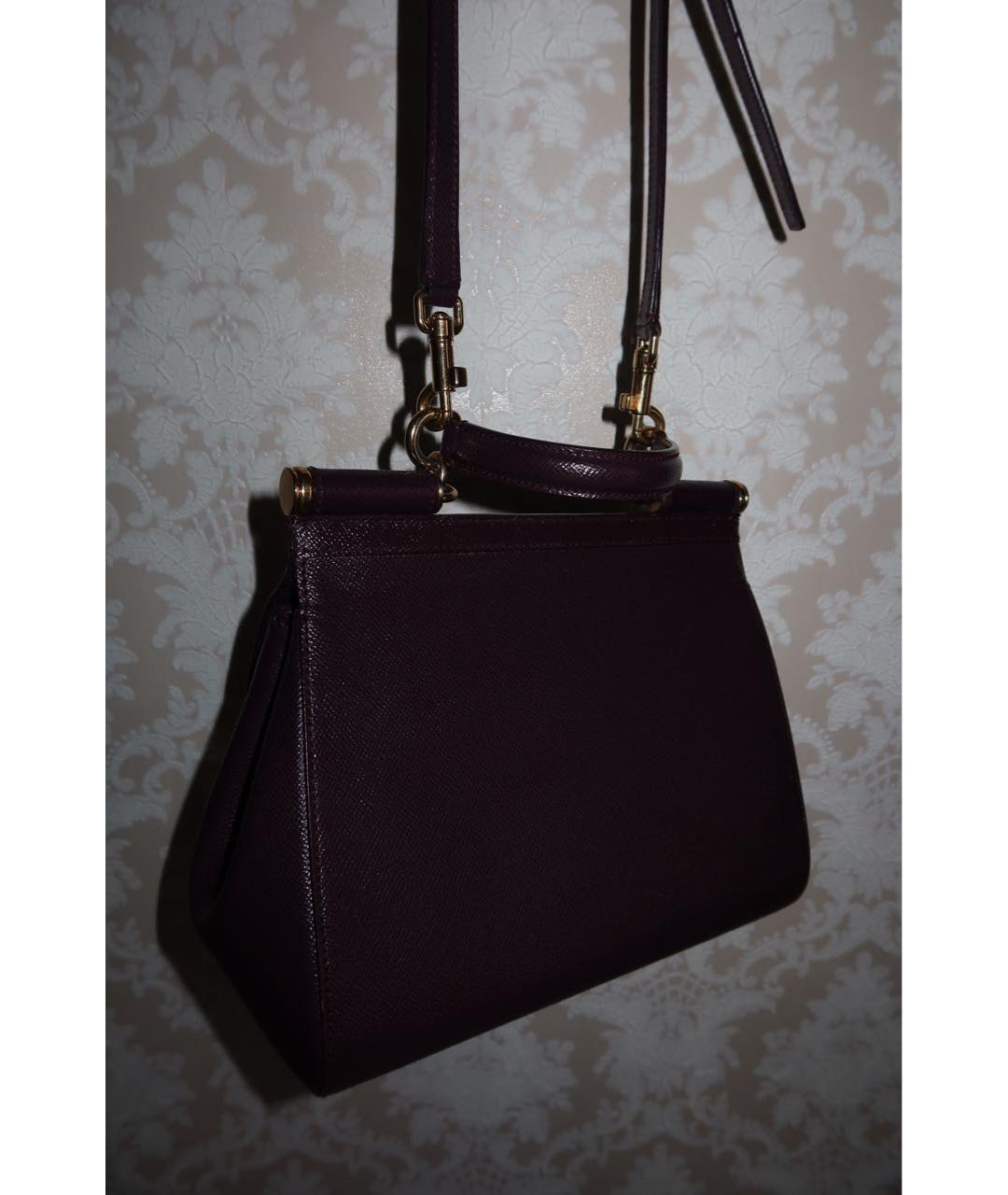 DOLCE&GABBANA Бордовая кожаная сумка с короткими ручками, фото 3