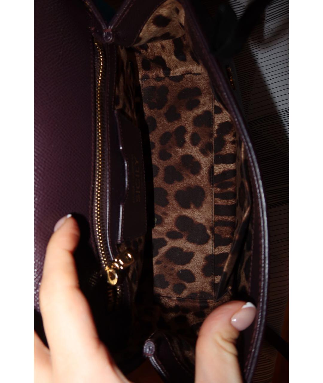 DOLCE&GABBANA Бордовая кожаная сумка с короткими ручками, фото 4