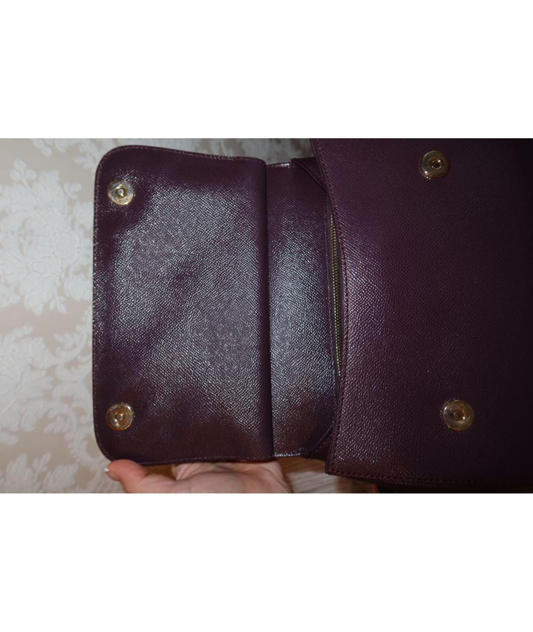 DOLCE&GABBANA Бордовая кожаная сумка с короткими ручками, фото 8