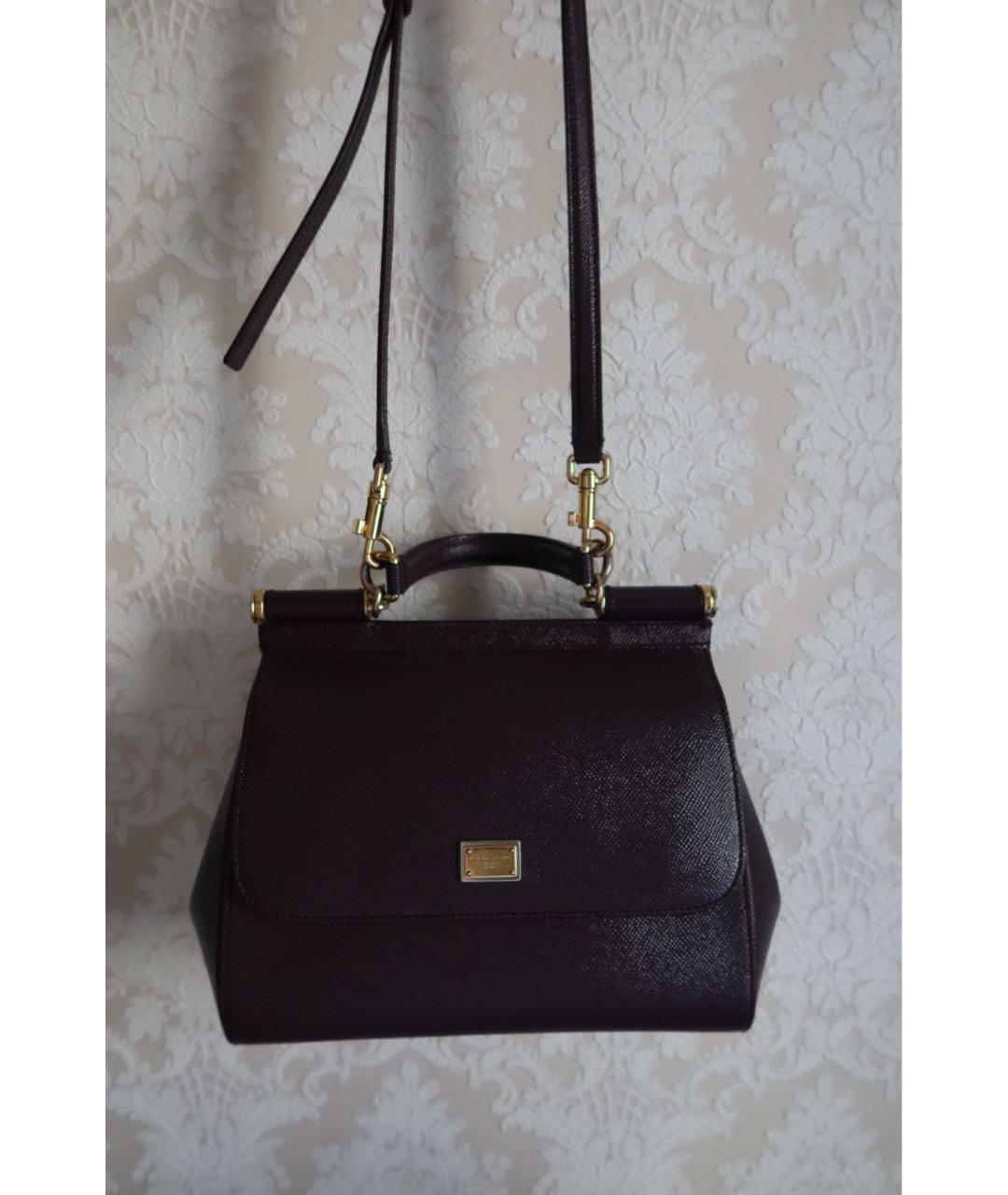 DOLCE&GABBANA Бордовая кожаная сумка с короткими ручками, фото 2