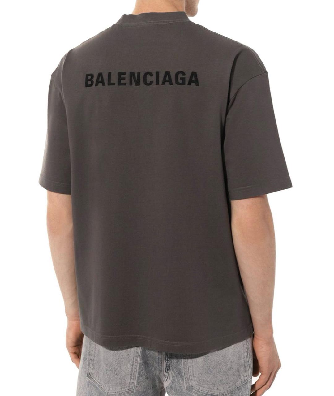BALENCIAGA Антрацитовая хлопковая футболка, фото 5