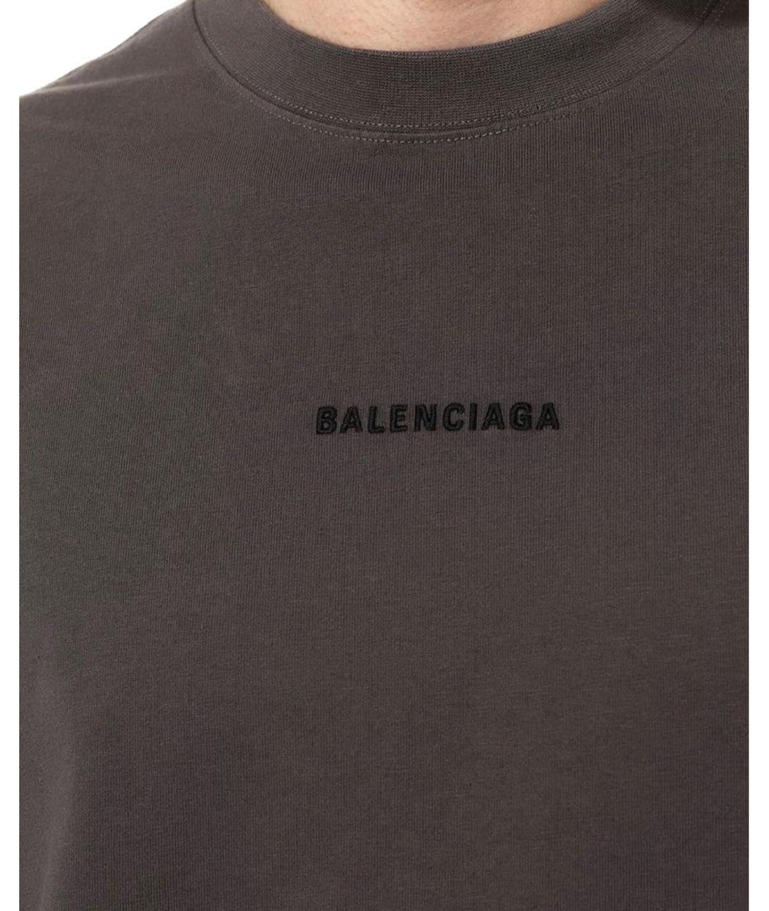 BALENCIAGA Антрацитовая хлопковая футболка, фото 6