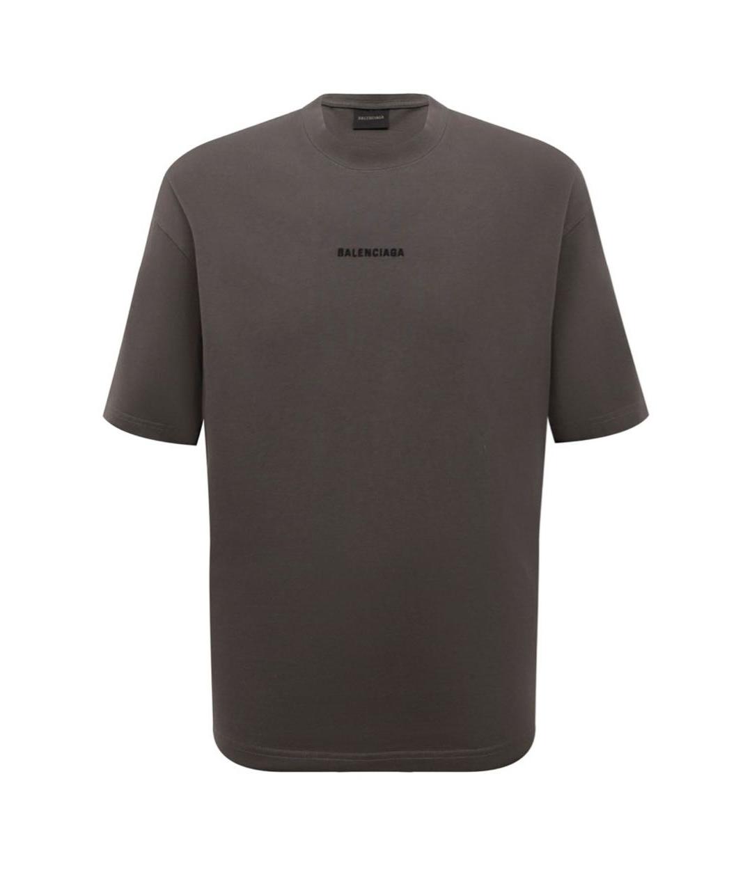 BALENCIAGA Антрацитовая хлопковая футболка, фото 1