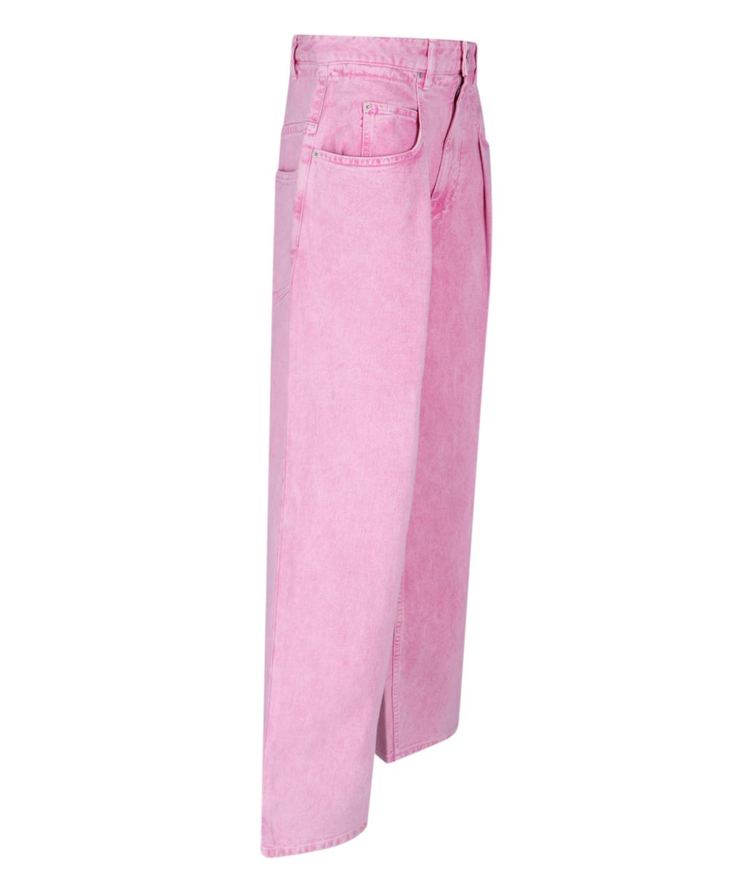 ISABEL MARANT ETOILE Розовые хлопковые прямые джинсы, фото 3