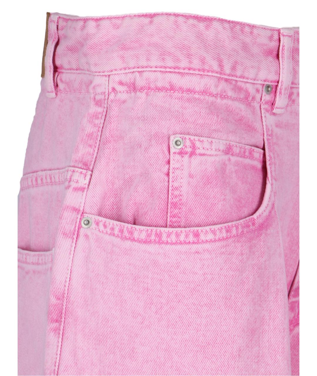 ISABEL MARANT ETOILE Розовые хлопковые прямые джинсы, фото 4