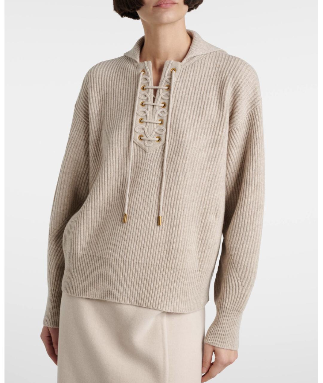 MAX MARA Бежевый шерстяной джемпер / свитер, фото 2