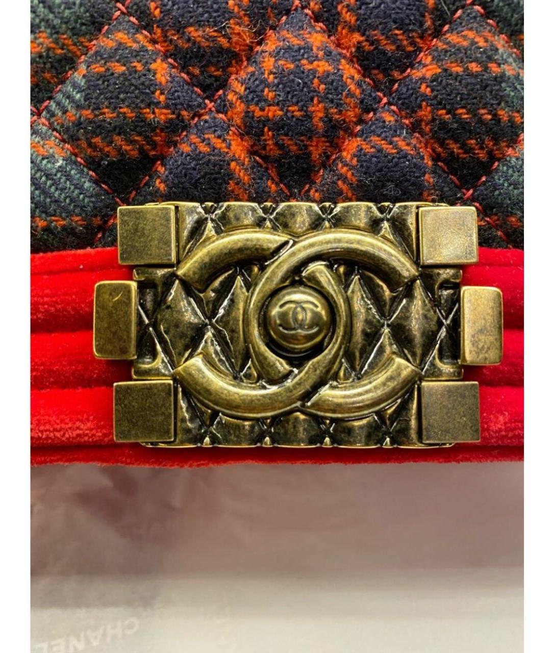 CHANEL Красная бархатная сумка через плечо, фото 6