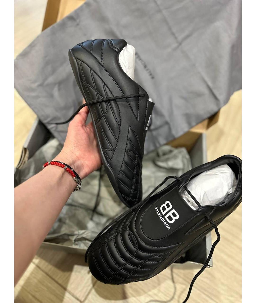 BALENCIAGA Черные кожаные низкие кроссовки / кеды, фото 7
