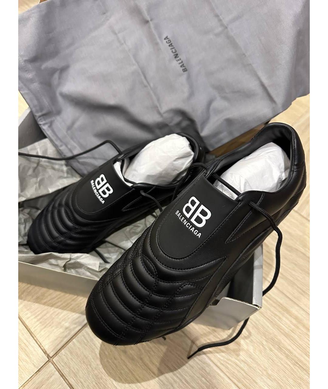 BALENCIAGA Черные кожаные низкие кроссовки / кеды, фото 2