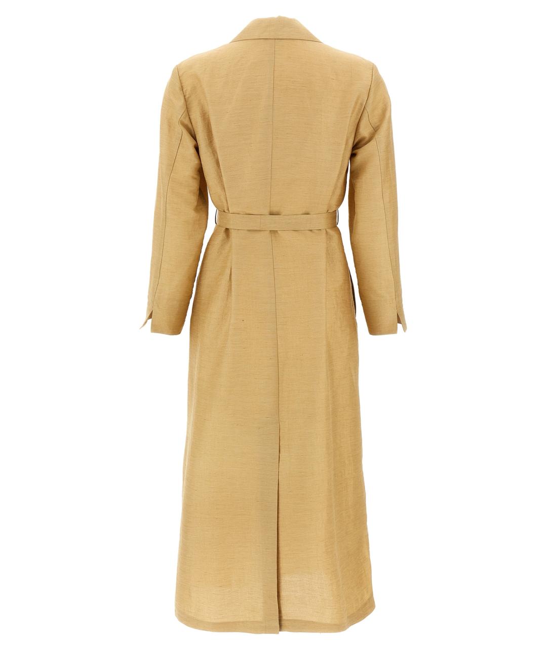 MAX MARA Бежевое льняное пальто, фото 2