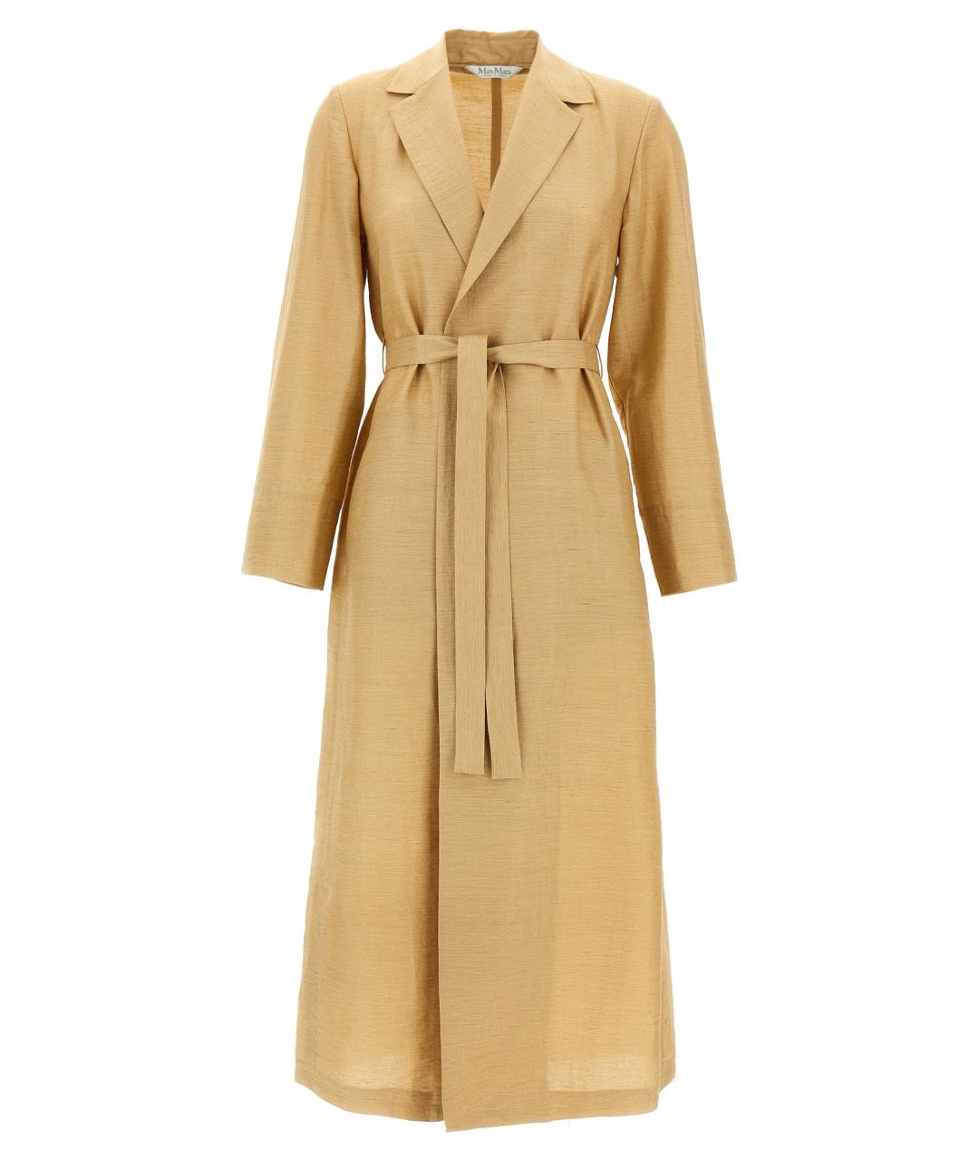 MAX MARA Бежевое льняное пальто, фото 1