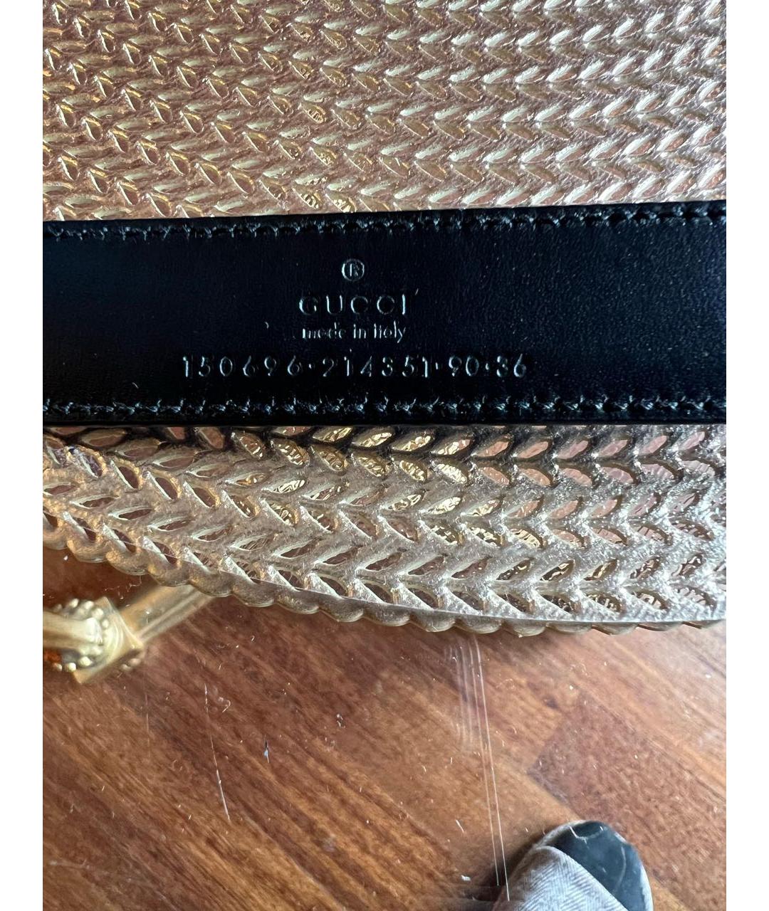 GUCCI Черный ремень из лакированной кожи, фото 3