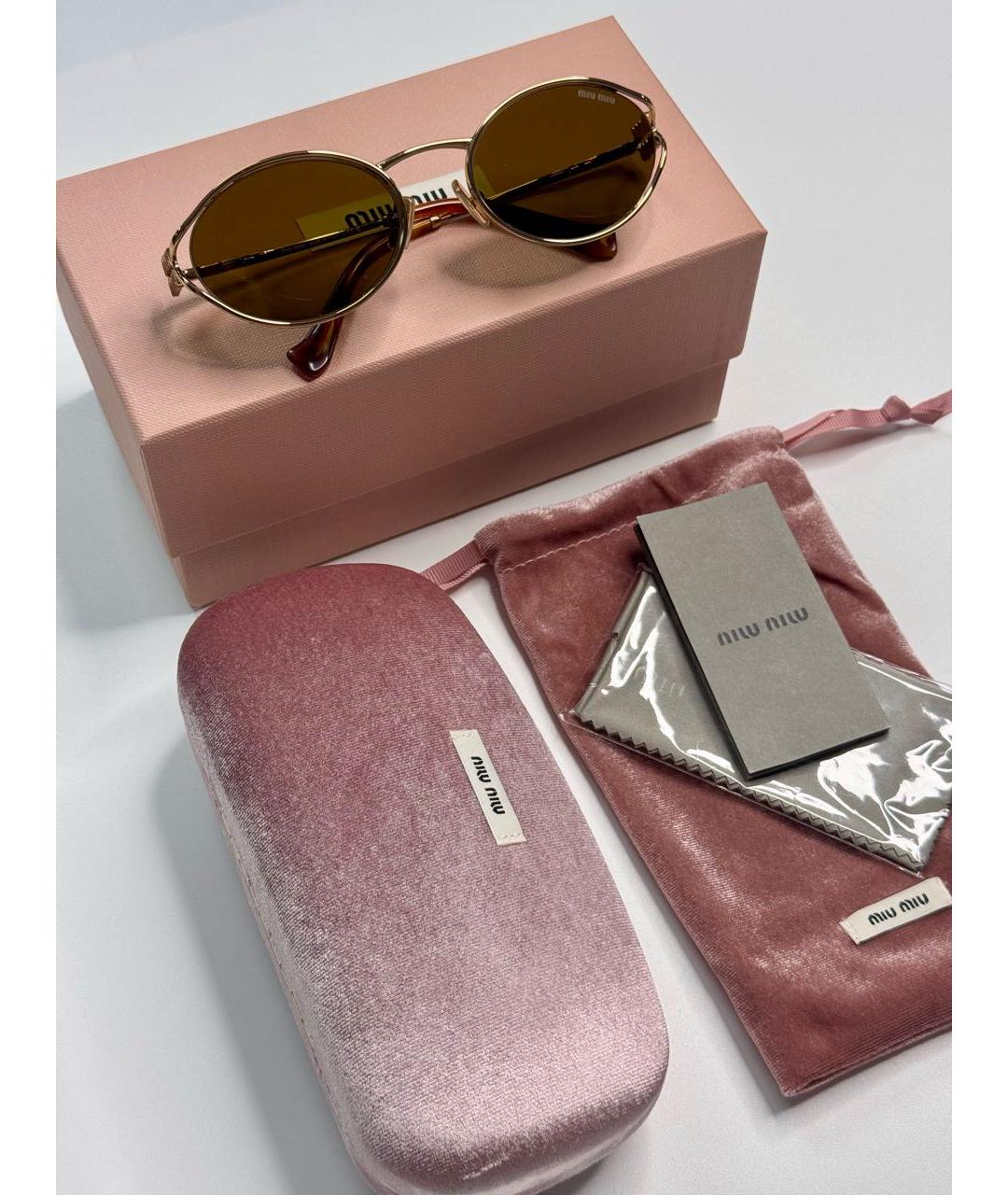 MIU MIU Золотые солнцезащитные очки, фото 2