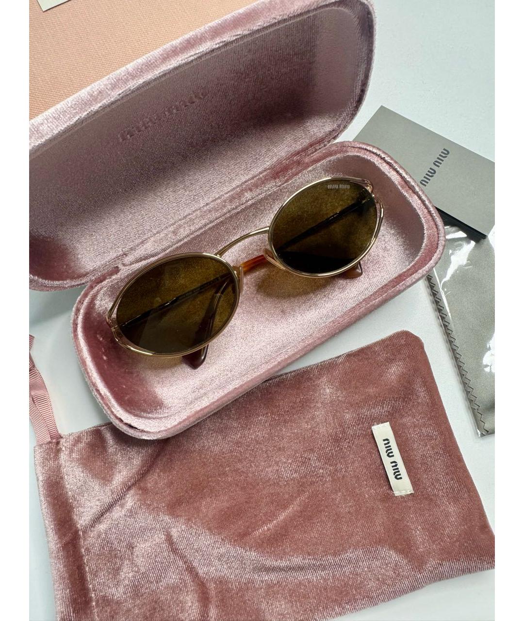 MIU MIU Золотые солнцезащитные очки, фото 7